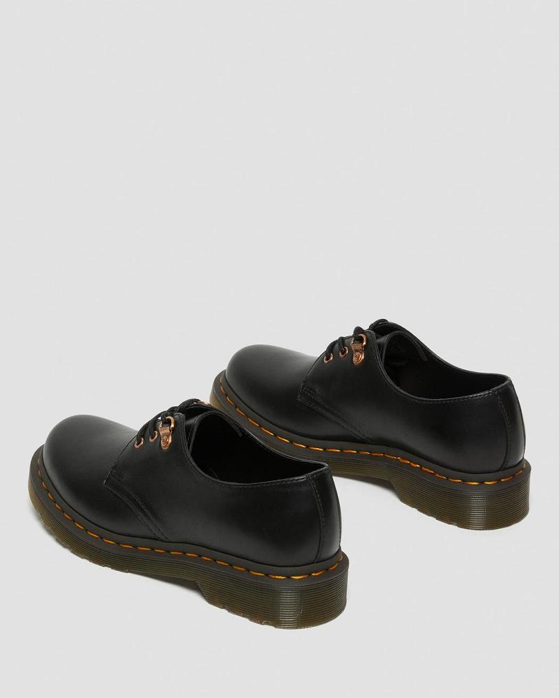 Dr Martens 1461 Rose Gold Hardware Læder Oxford Sko Dame Sort | DK 367PJJ